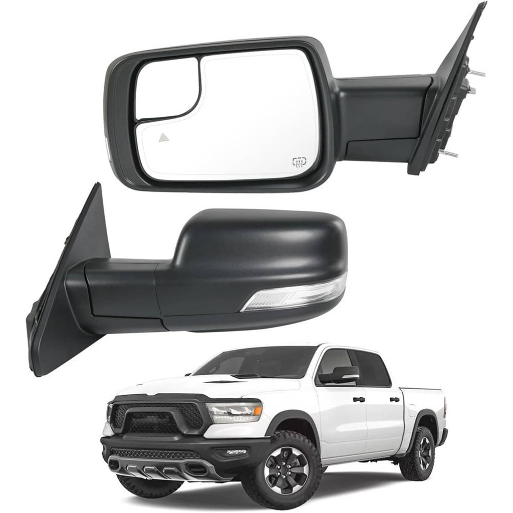 Left driver-side heated mirror set with clear signal lens and mounting brackets