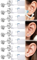 Silver 3mm CZ ear stud piercing kit with disposable ear gun and 24 studs