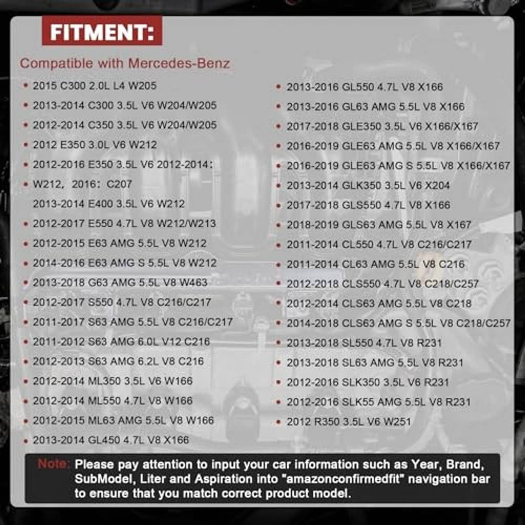 Compatibility fitment chart card for camshaft position sensor, printed model list