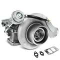 HX35W turbocharger with compressor and turbine housings, silver and dark metal.