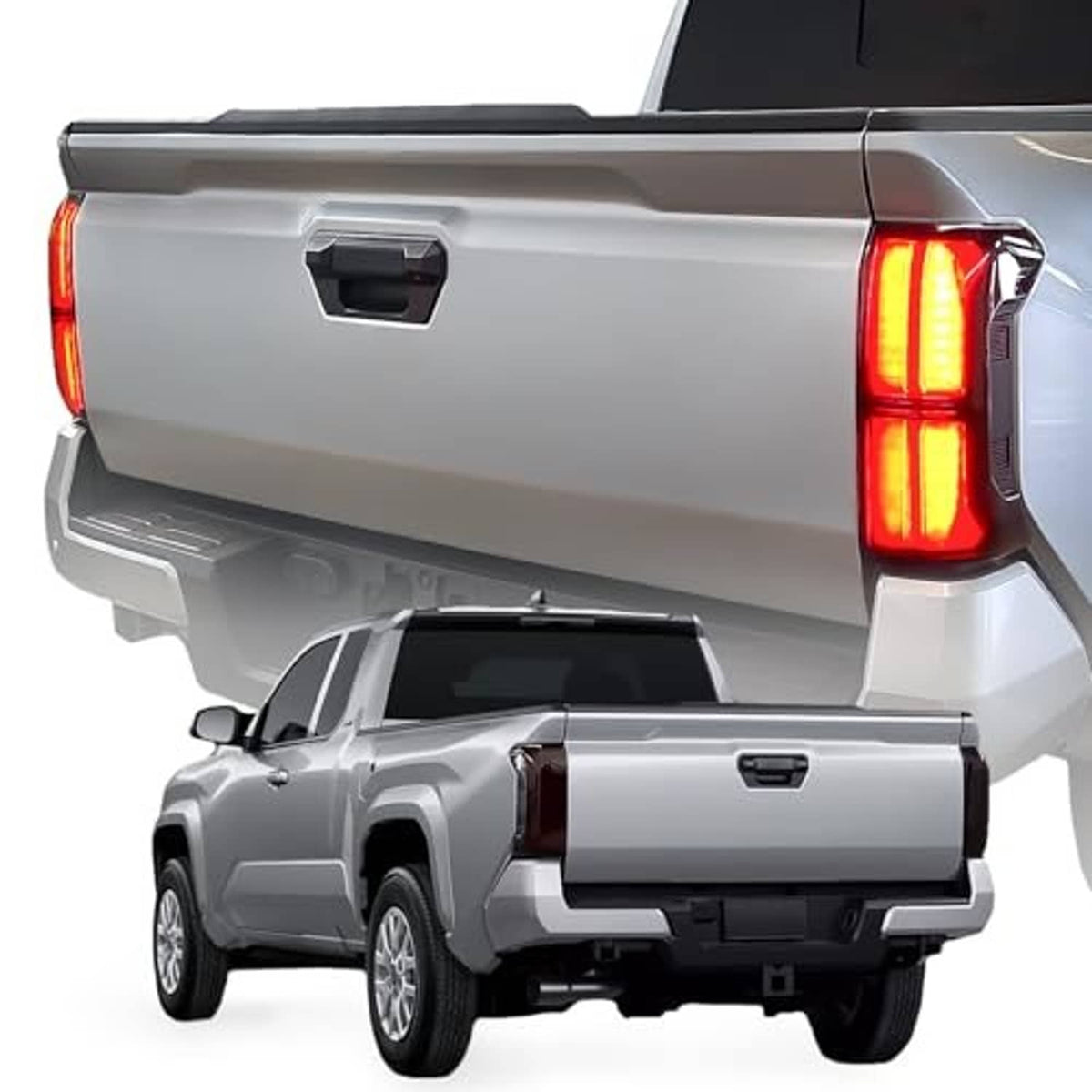 Taillight cover on pickup rear right lamp, bright amber LED glow