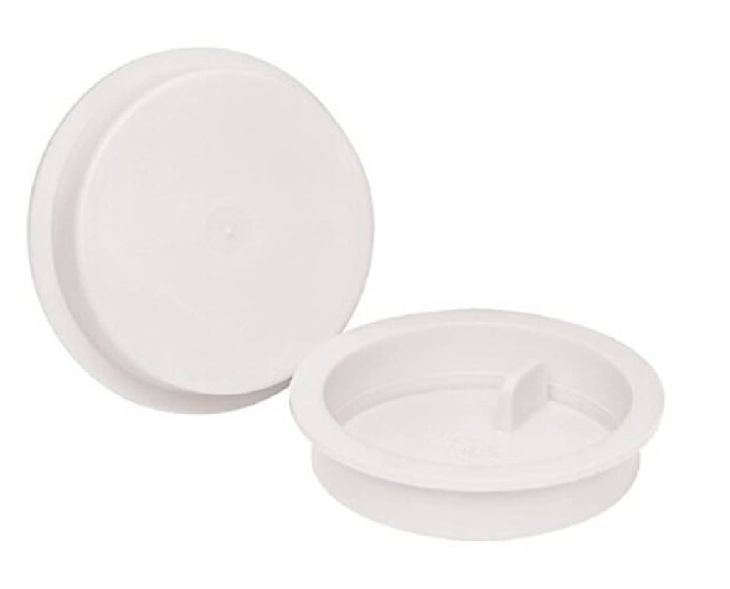 White 3-inch knockout test cap with flip lid open, viewed from an angle