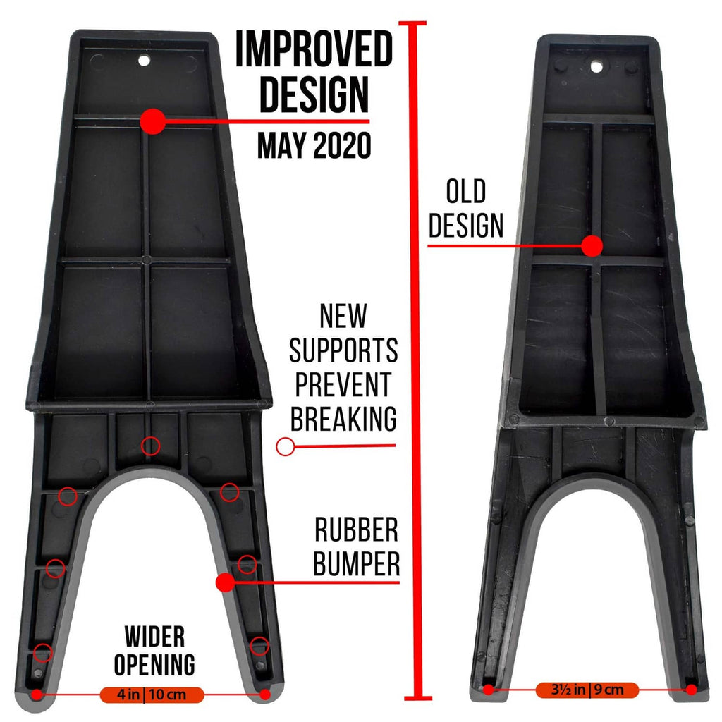 Boot puller tool underside with rubber bumper, wider opening, and compartment braces