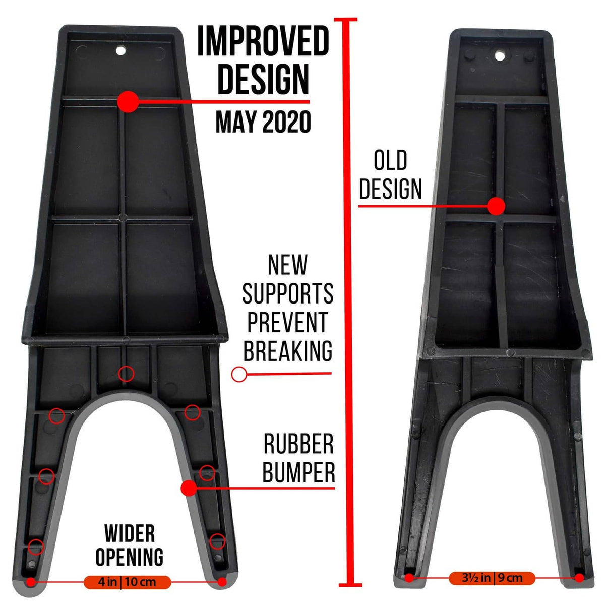 Boot puller tool underside with rubber bumper, wider opening, and compartment braces