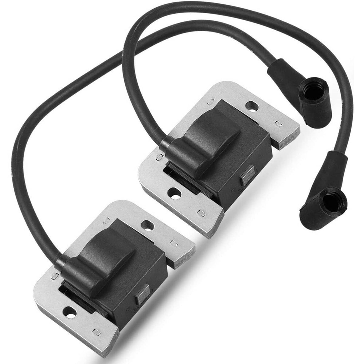 Pair of ignition modules with mounting brackets and black ignition cable leads