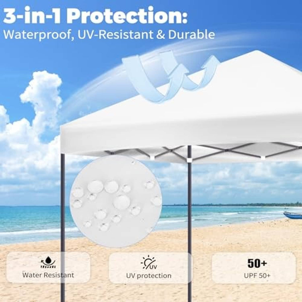 White replacement canopy top cover with scalloped edge panels for outdoor frame shelter