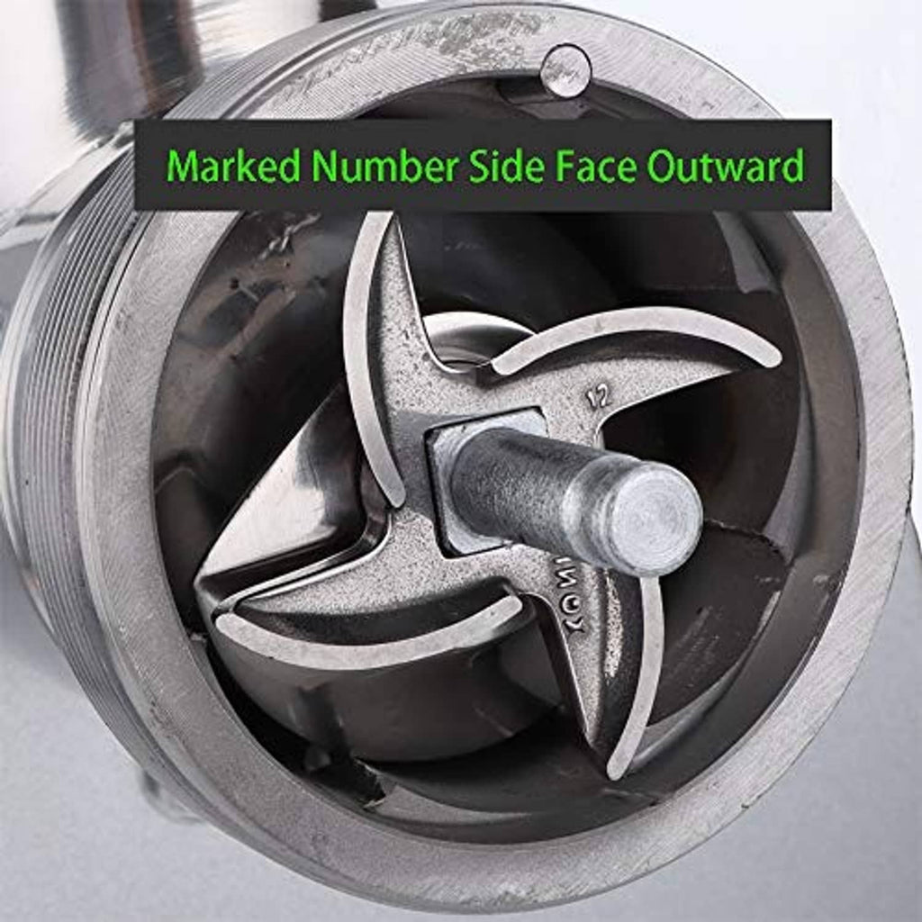 Stainless steel meat grinder blade (#12) with square center hole and three blades