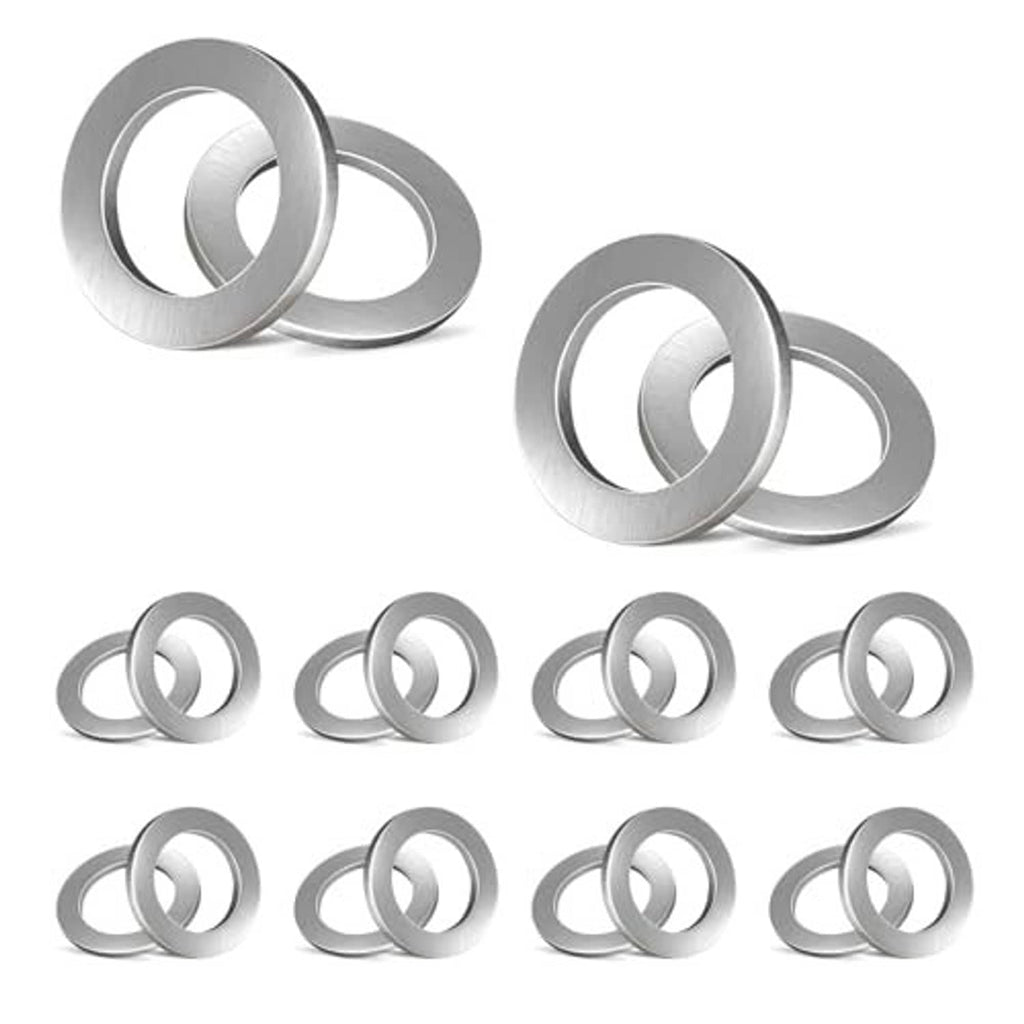 Aluminum oil drain plug crush washers, multiple flat rings with central openings
