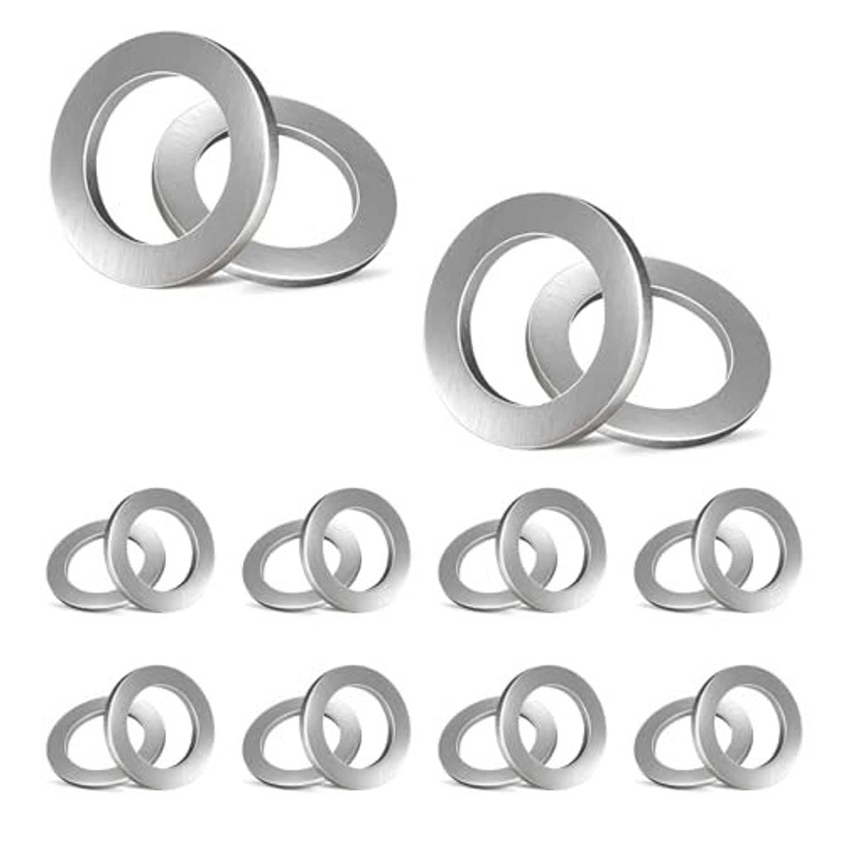 Aluminum oil drain plug crush washers, multiple flat rings with central openings