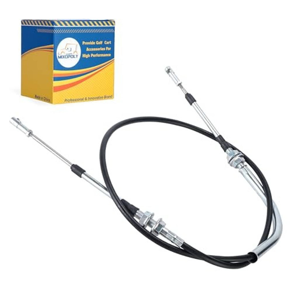 Golf cart shift cable with black rubber housing and two metal rod ends