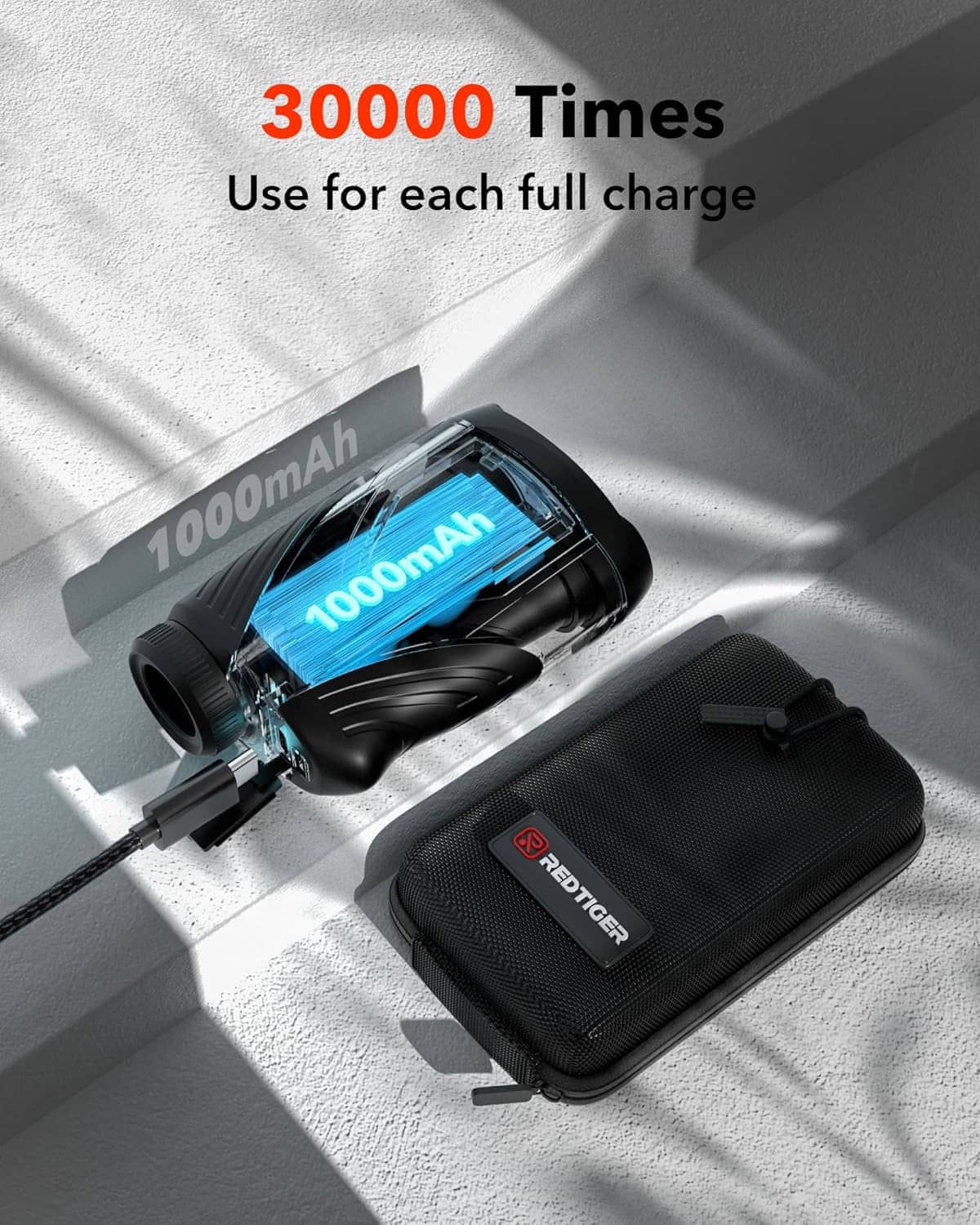 Golf rangefinder with charging case and rechargeable battery pack