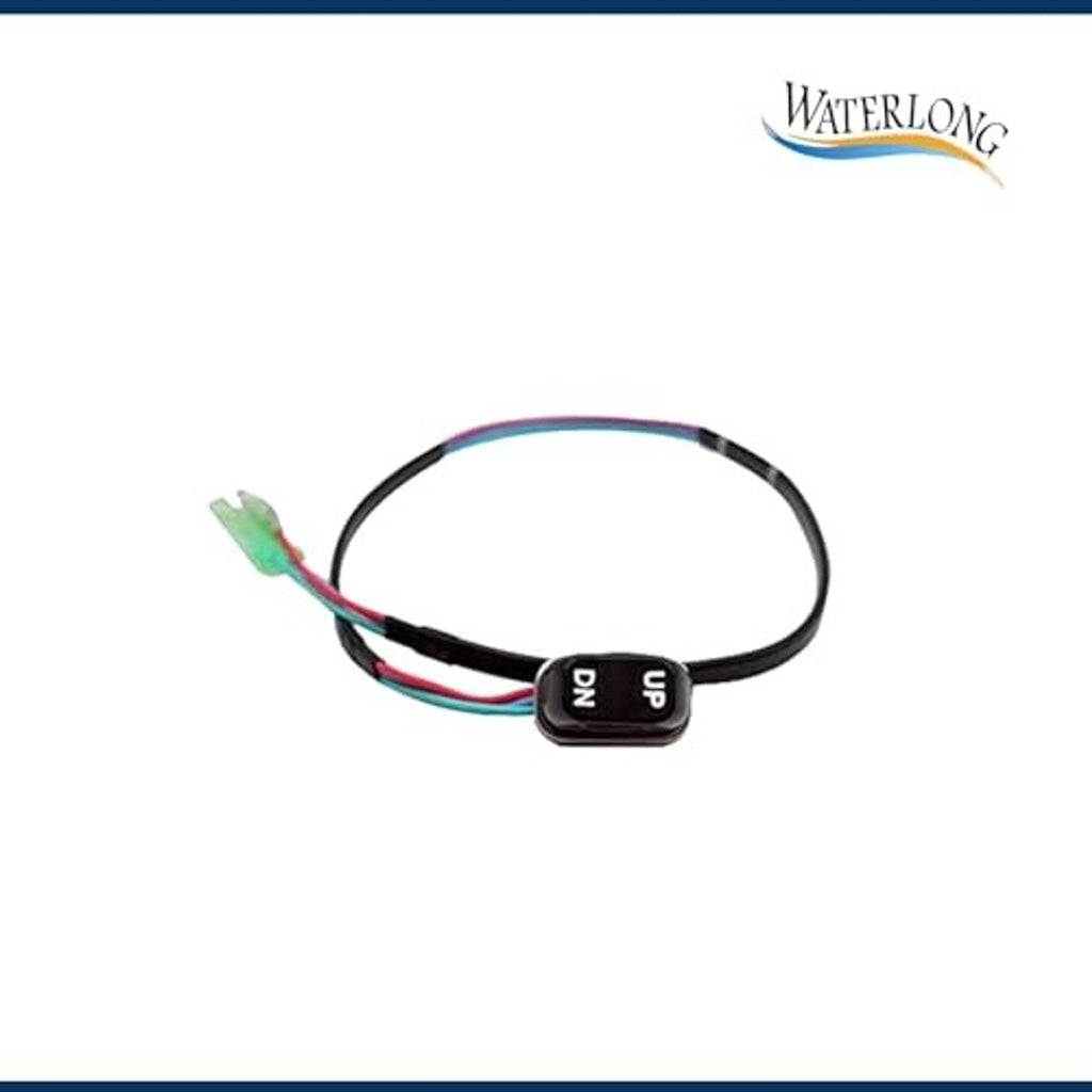 Outboard trim tilt switch harness with black rocker switch marked UP and DN