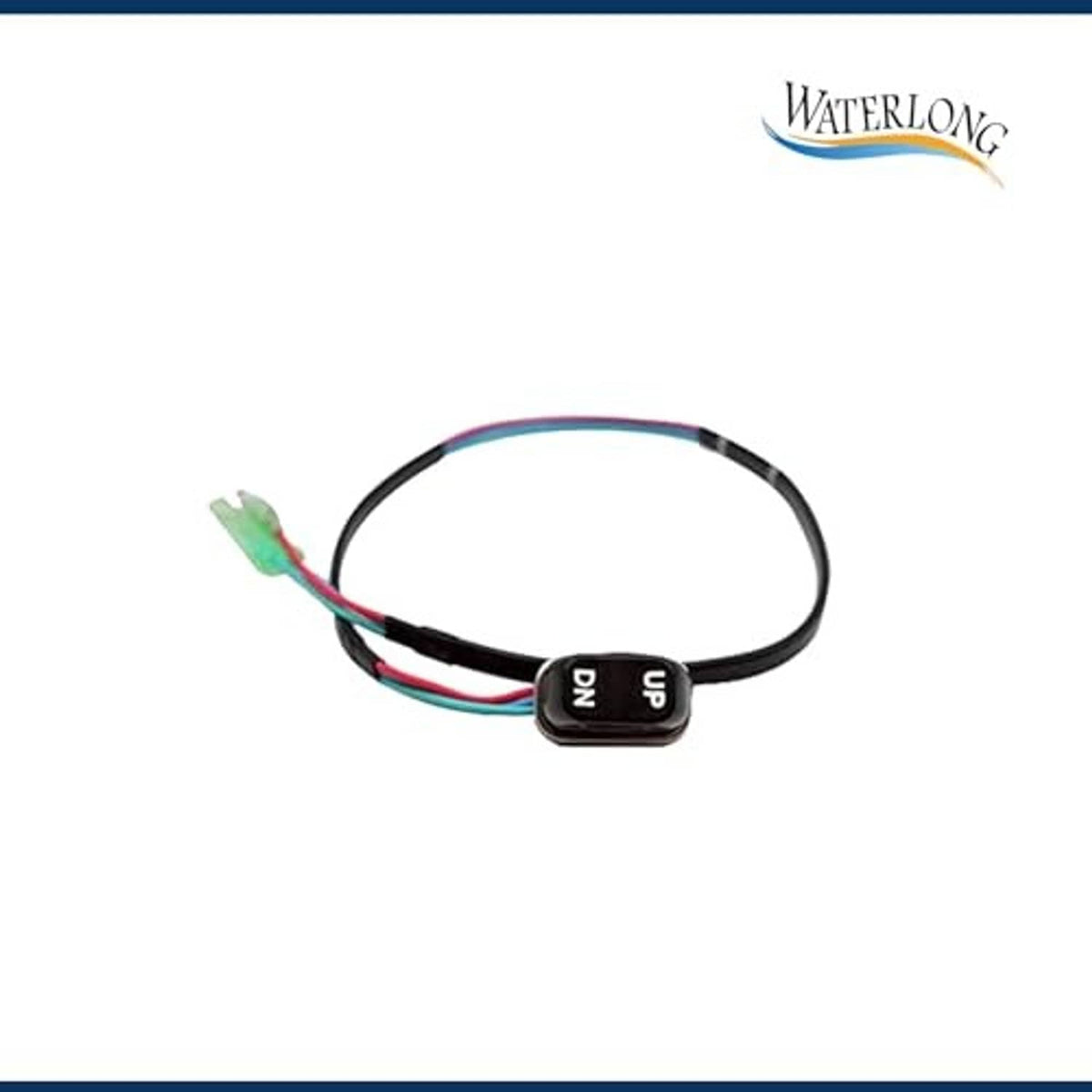 Outboard trim tilt switch harness with black rocker switch marked UP and DN