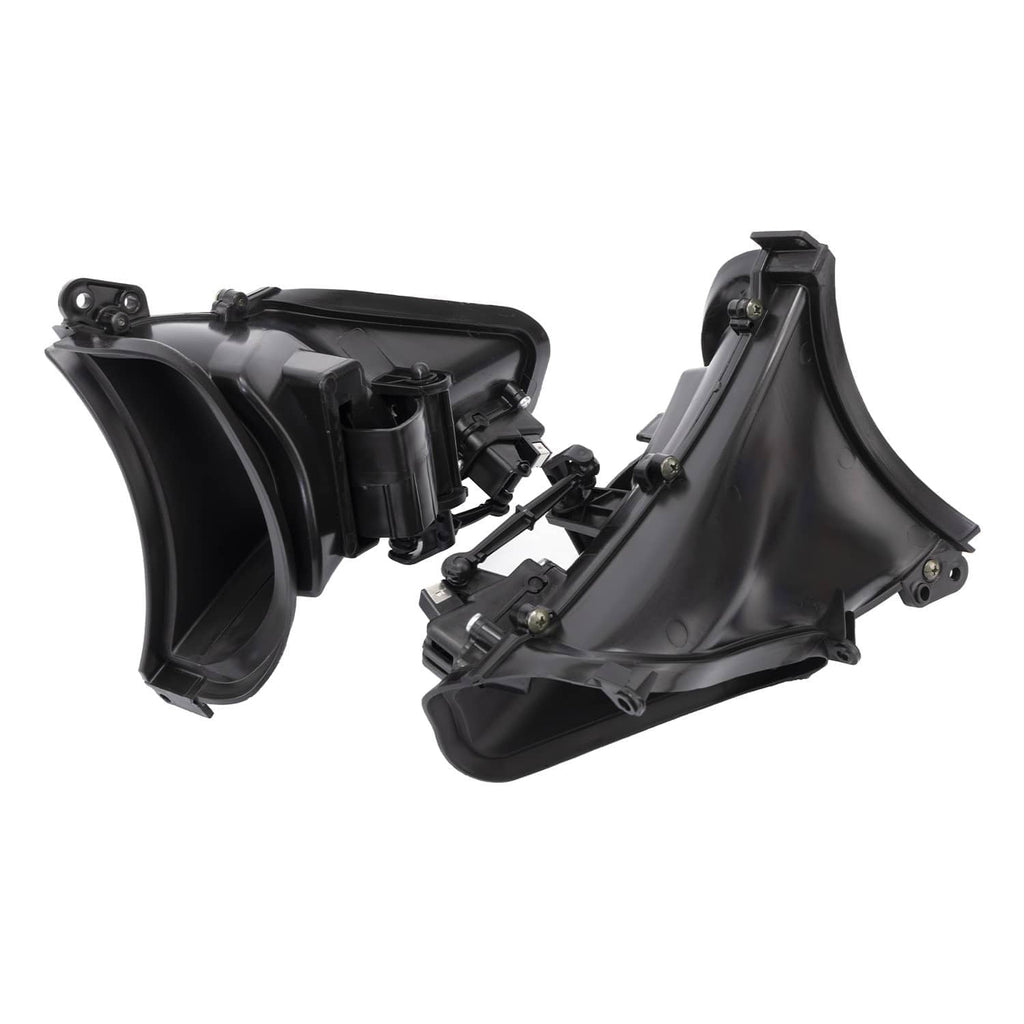 Black fairing air duct assemblies with internal mechanisms and side cover panels