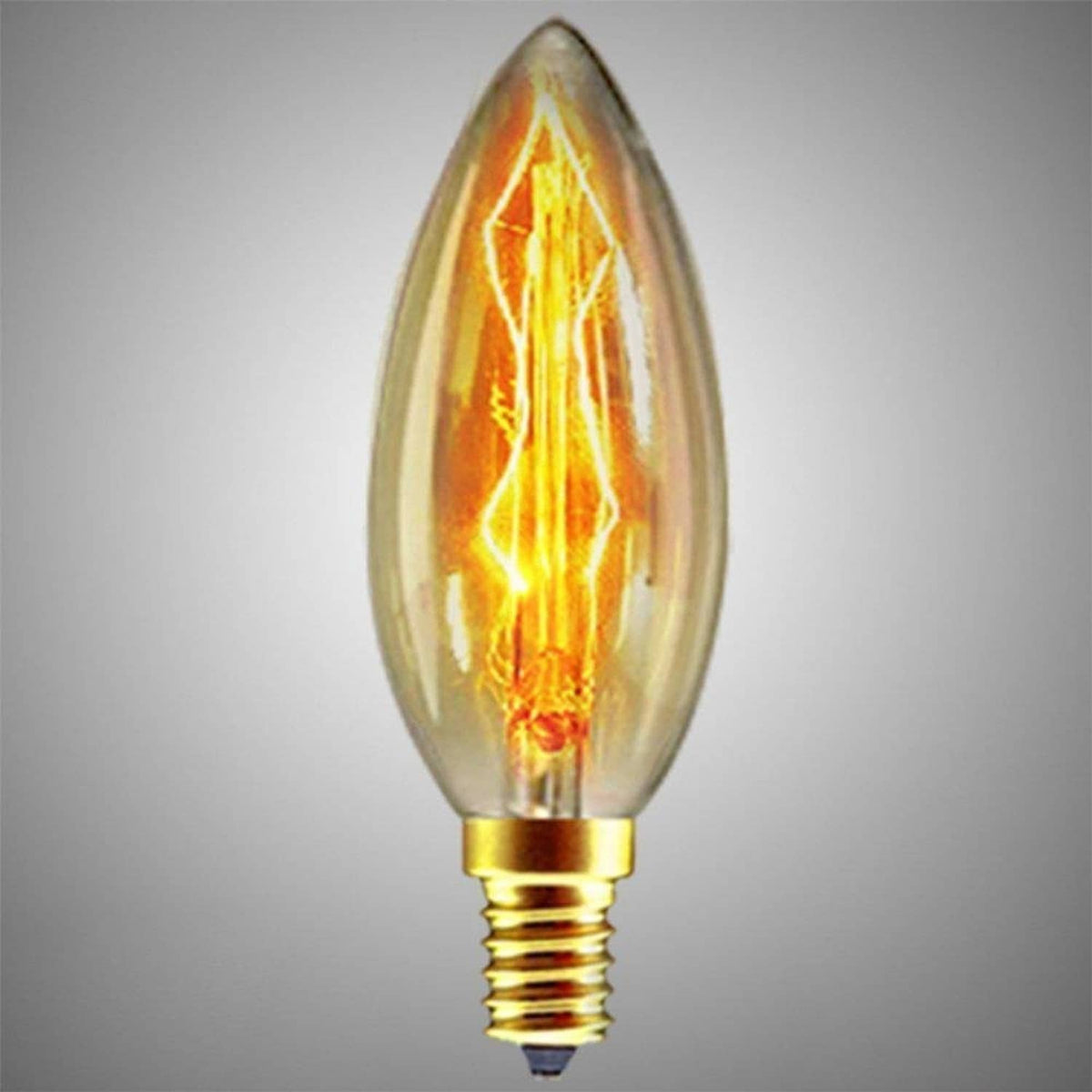 Single C35 LED chandelier bulb with flame-style filament and E14 base.