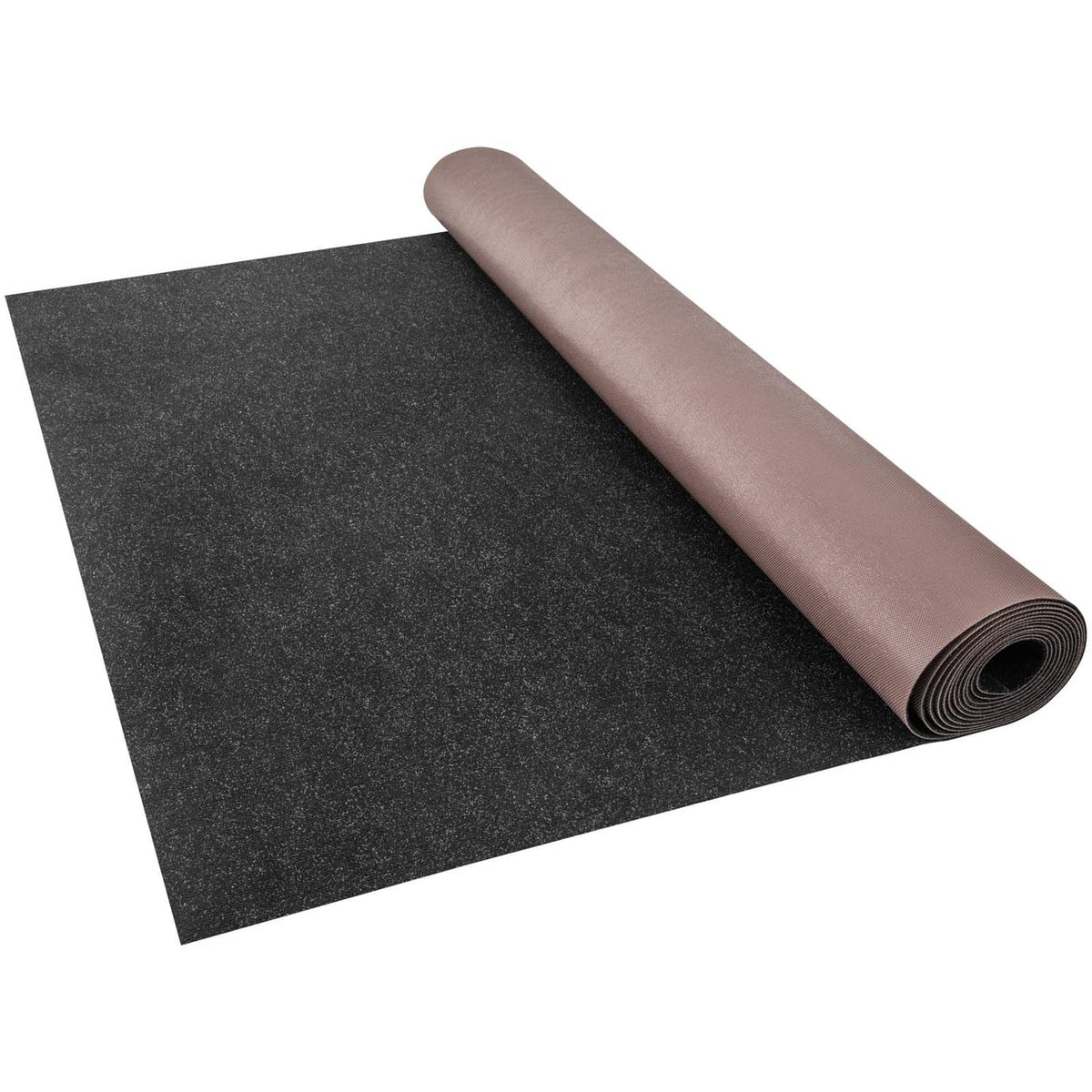 Charcoal black cut pile marine carpet roll with tightly rolled edge, dark speckled