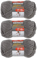 Super bulky gray acrylic yarn skeins 3-pack with Bernat Softee Chunky labels