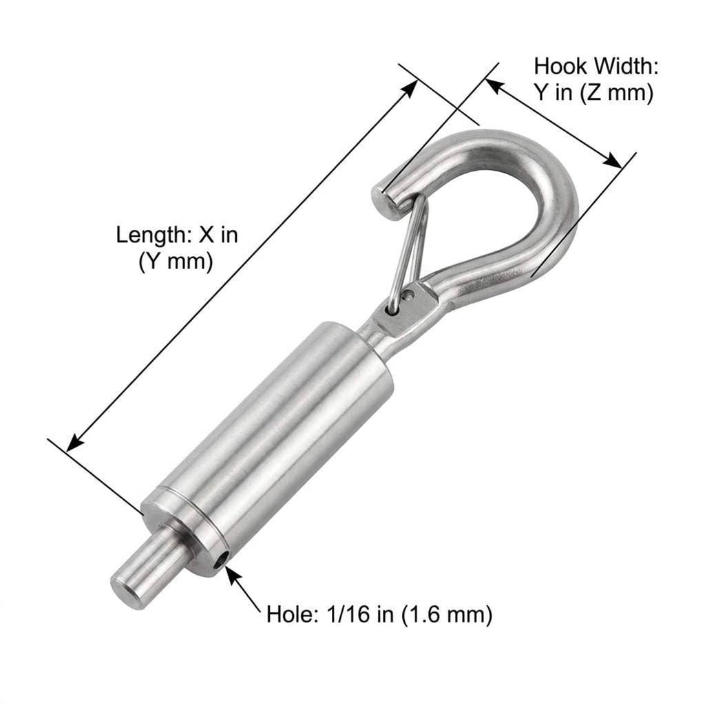 QWORK steel wire rope hanger with loop hook and measuring dimension labels