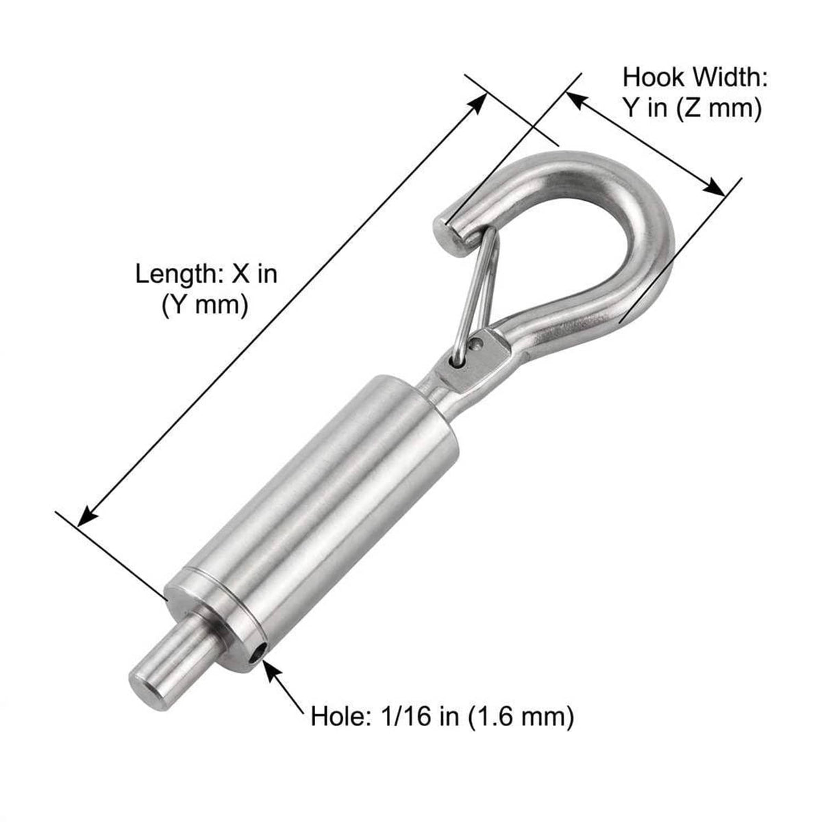 QWORK steel wire rope hanger with loop hook and measuring dimension labels