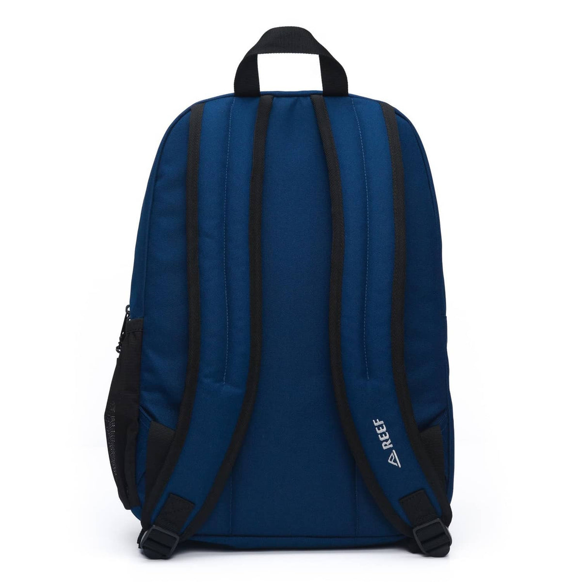 REEF navy blue backpack with padded back panel and adjustable shoulder straps