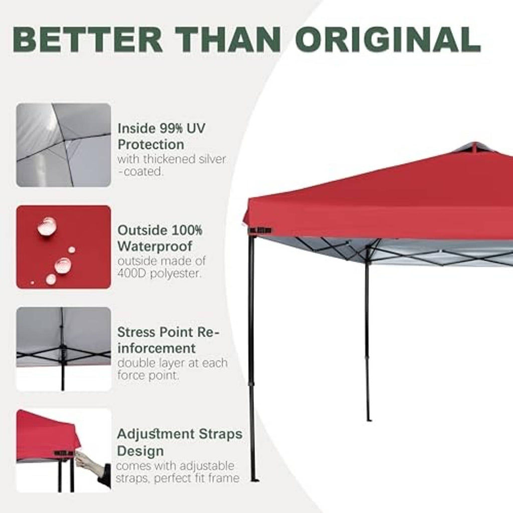 Red canopy replacement top with silver-coated inside and waterproof outer fabric