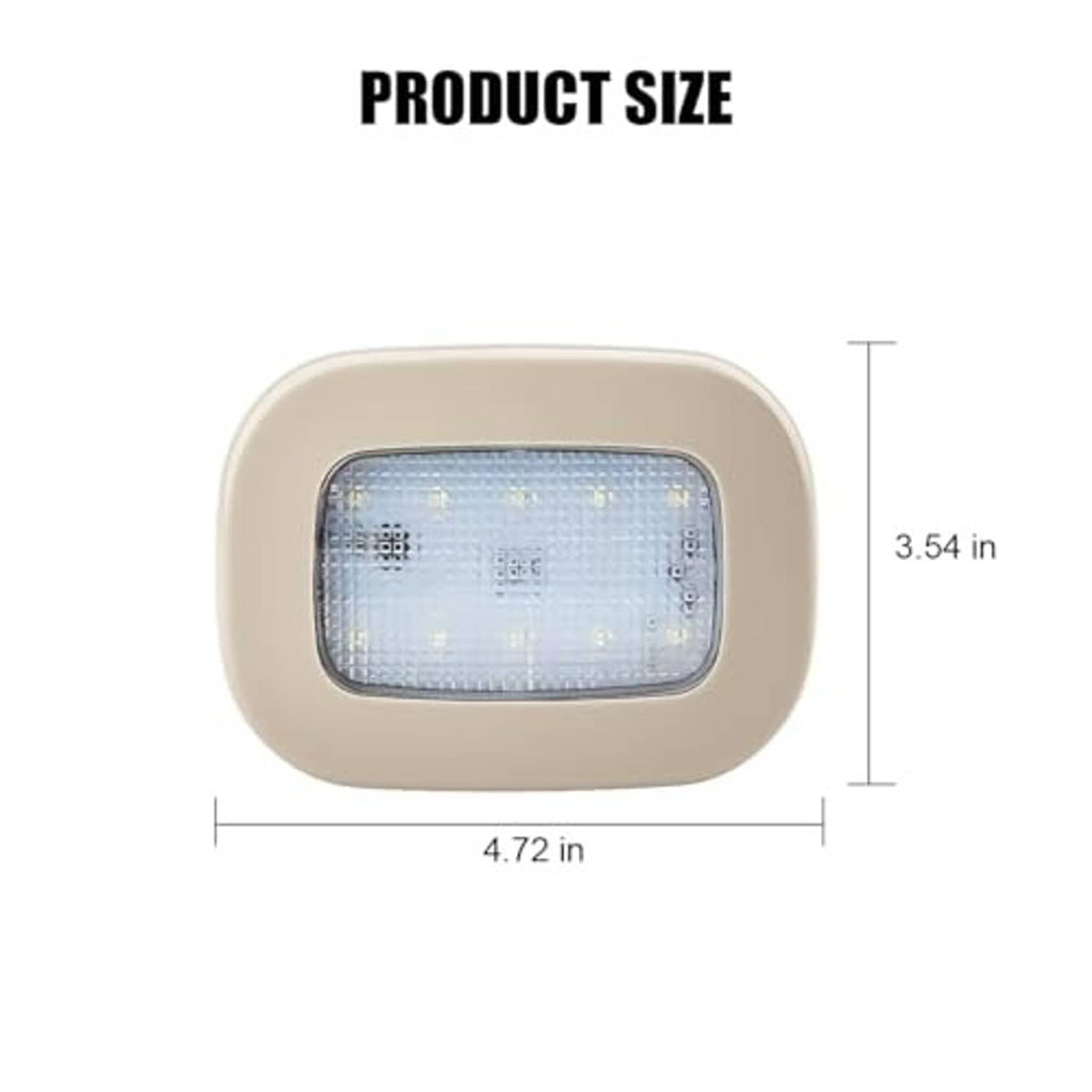 Beige wireless LED dome light with rectangular lens; approx. 4.72 in wide