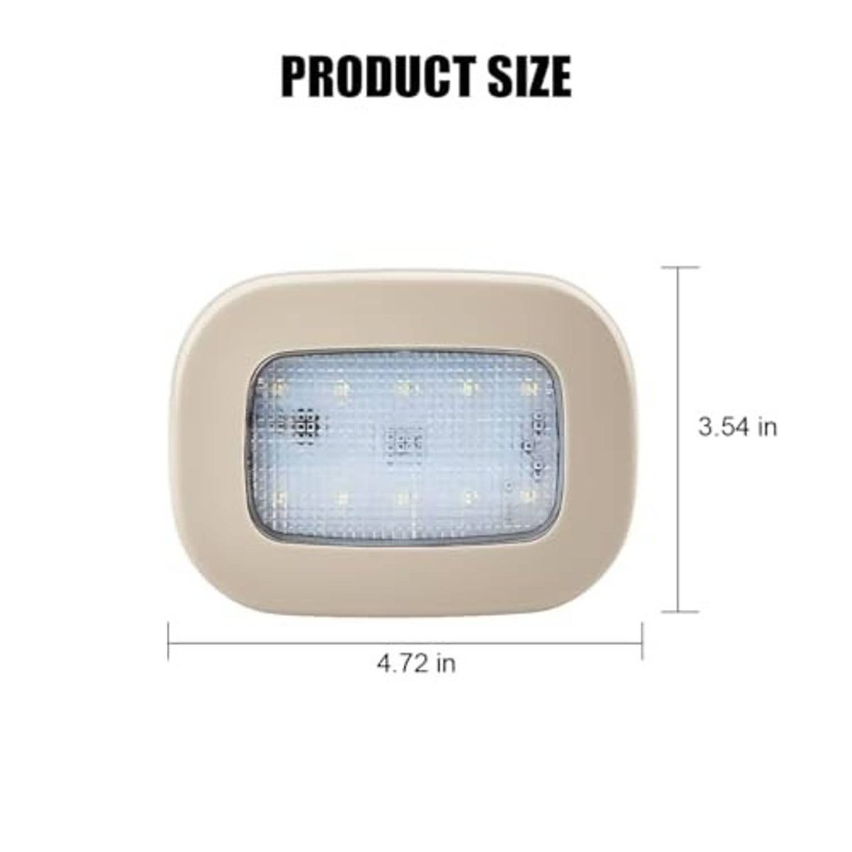 Beige wireless LED dome light with rectangular lens; approx. 4.72 in wide