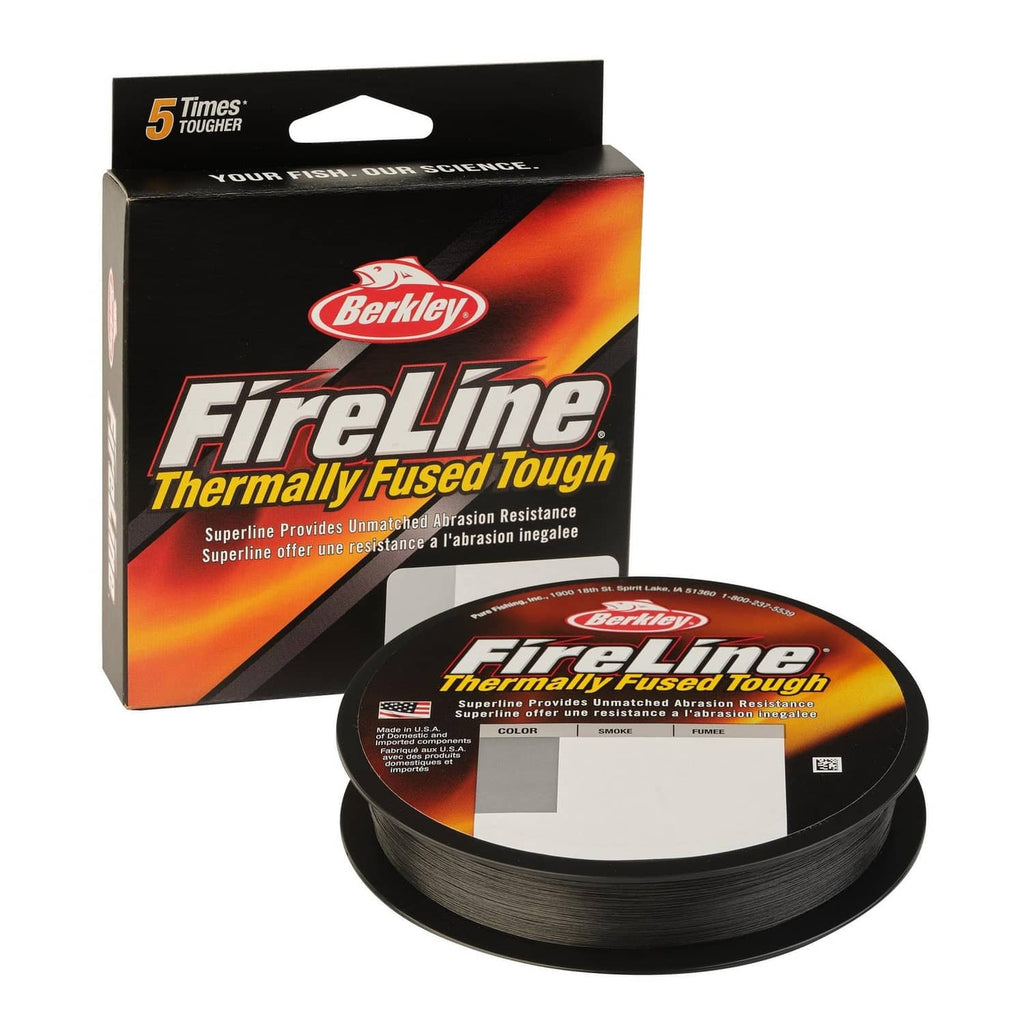 Berkley FireLine thermally fused tough fishing line spool with dark gray line