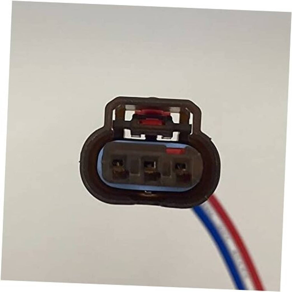 Camshaft position sensor connector wiring harness, open black connector with three contacts
