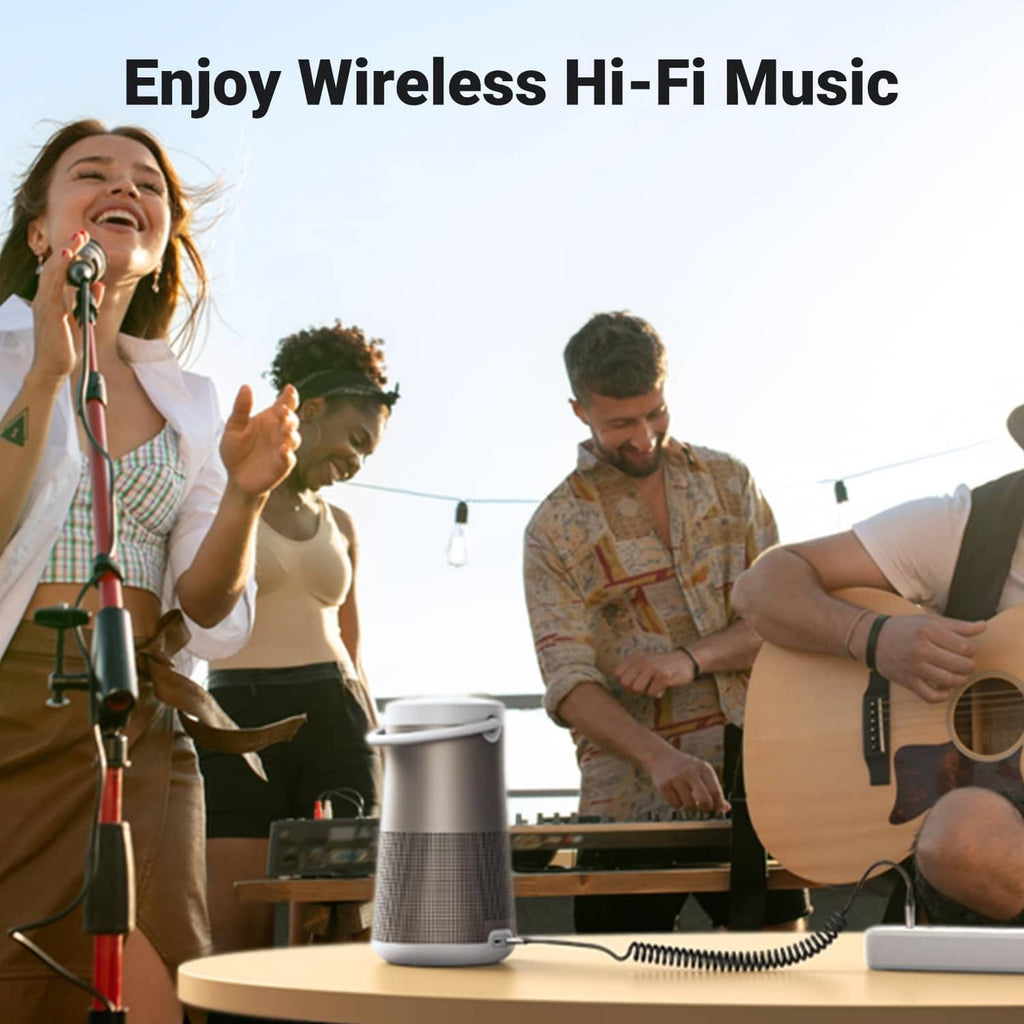 Bluetooth aux receiver with coiled cable for wireless hi-fi music