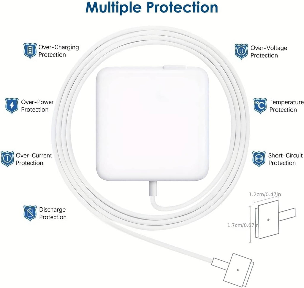 White laptop power adapter with long coiled cable