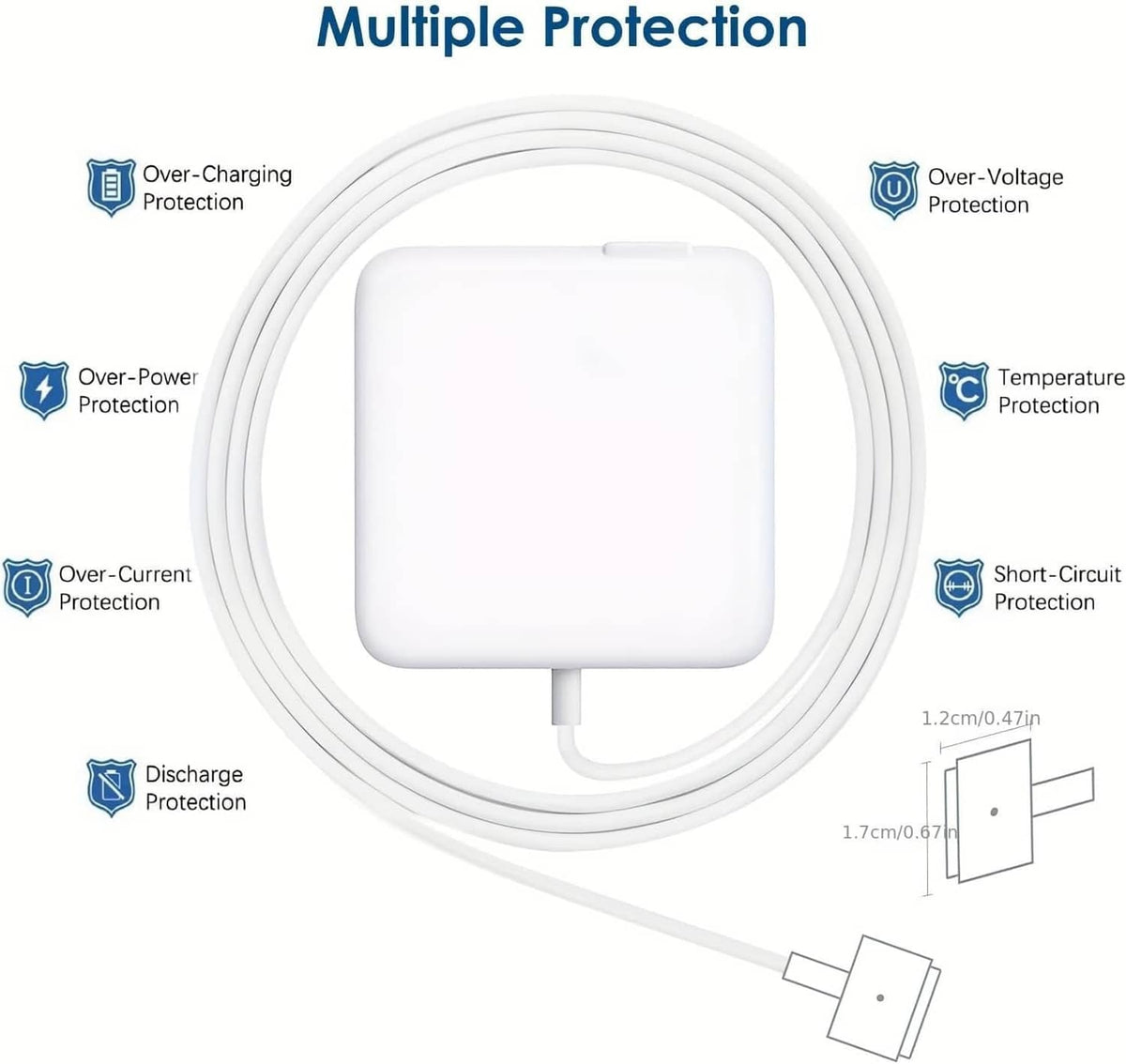White laptop power adapter with long coiled cable