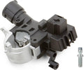 Black ignition switch lock housing with metal mounting bracket and wiring connector