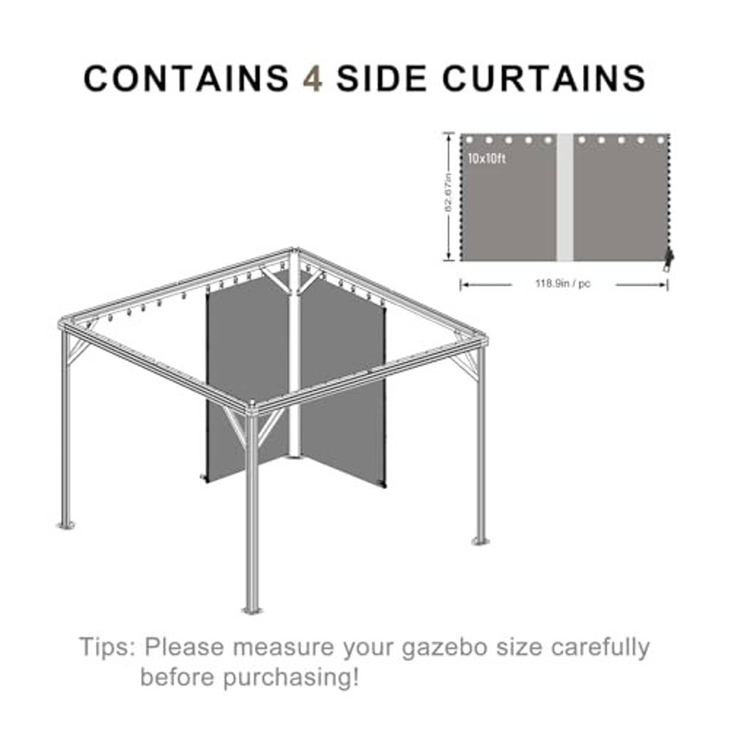 Olive-green gazebo privacy curtains set showing four side panels