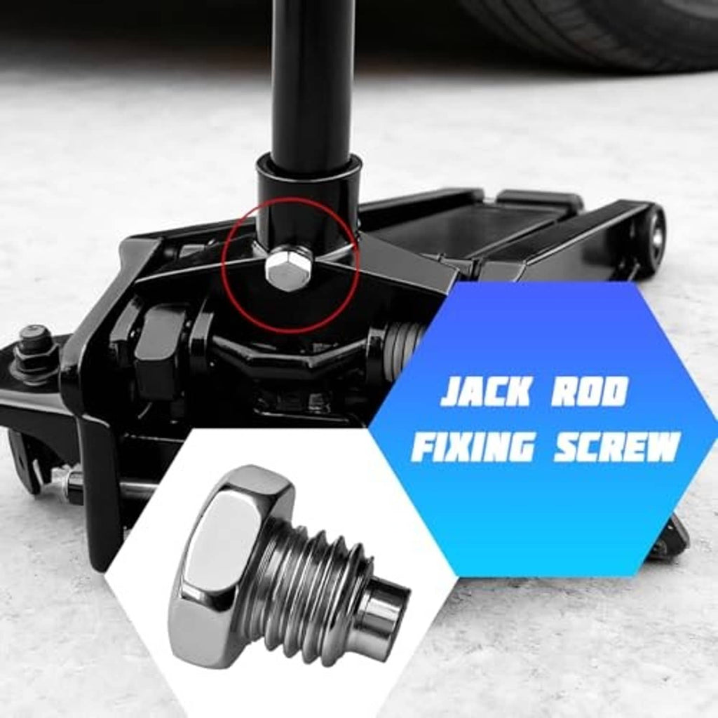 Jack rod fixing screw bolt on hydraulic floor jack, chrome hex head with threads