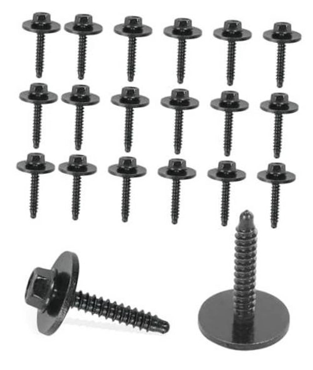 Set of 20 black auto bumper bolts with round heads and threaded shanks