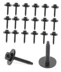 Set of 20 black auto bumper bolts with round heads and threaded shanks