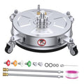 14 in pressure washer surface cleaner, stainless steel head with caster wheels and wand nozzle