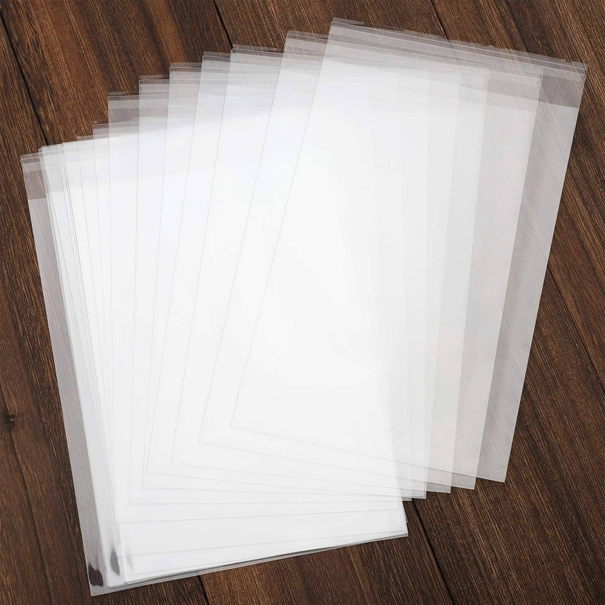 Clear resealable cello bags, stacked set of transparent poly pouches