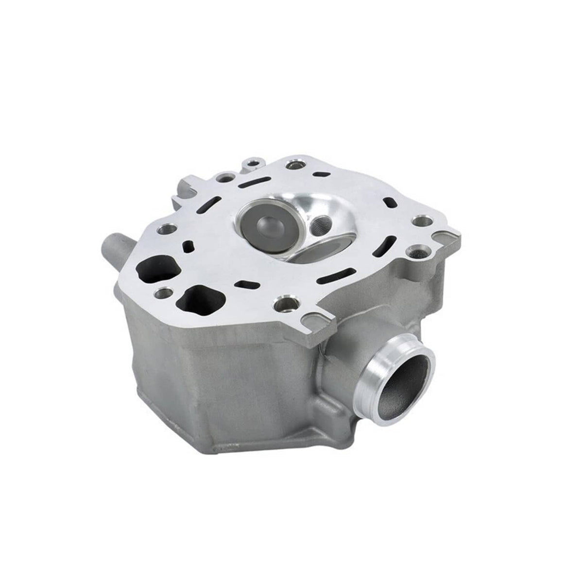 Cylinder head valve assembly with intake port and circular valve cover