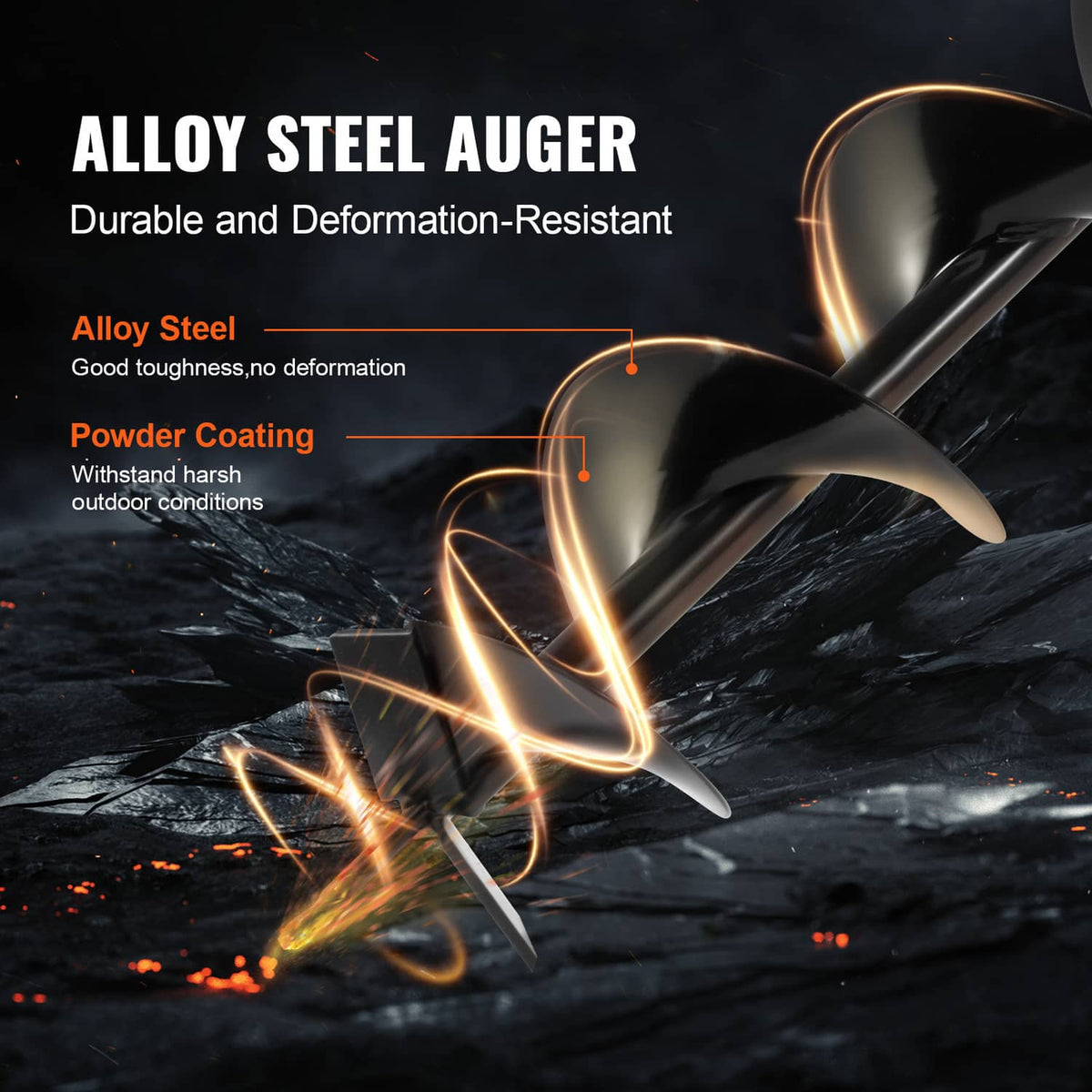 Alloy steel auger spiral bit with spiral cutting edge detail