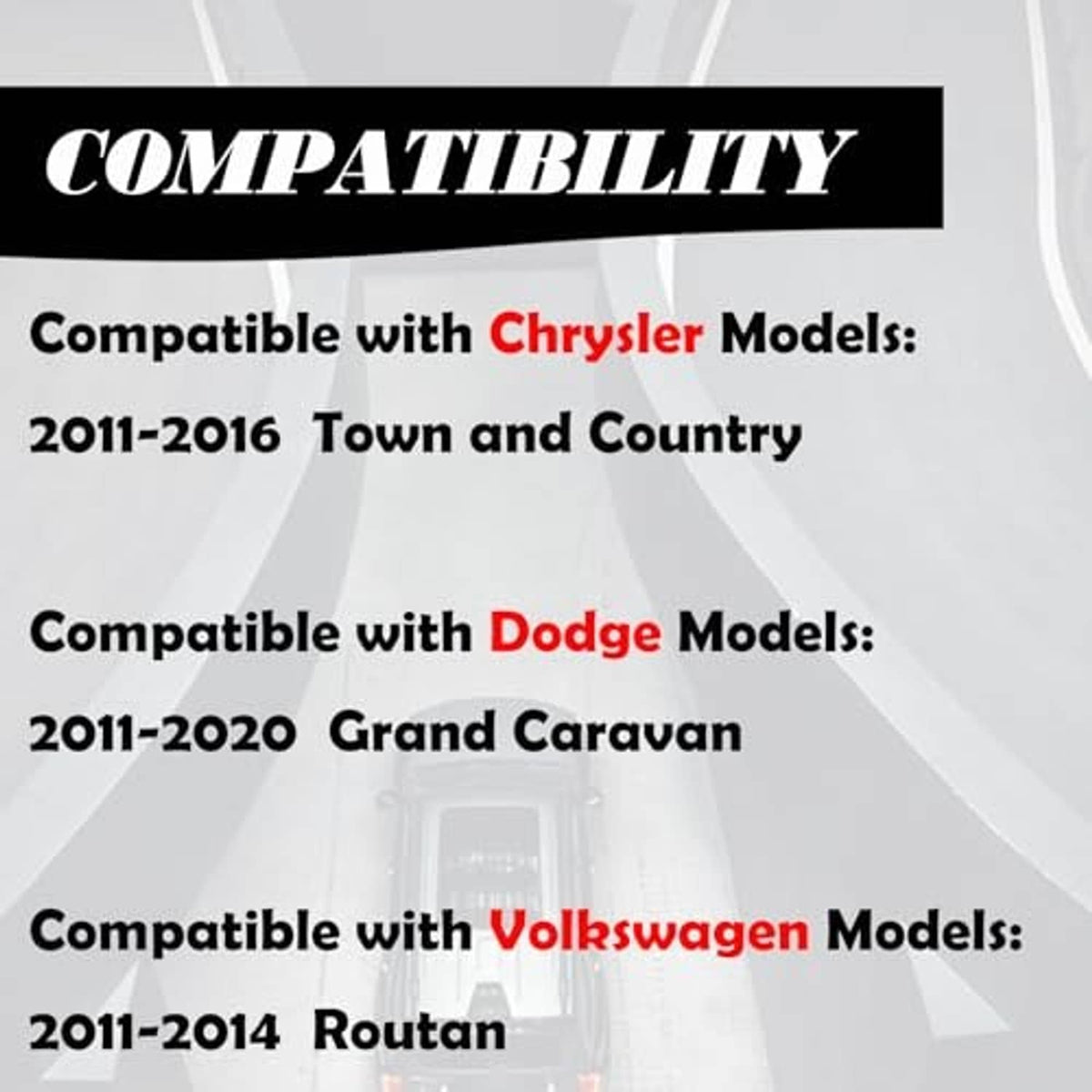 Compatibility list for Town and Country, Grand Caravan, and Routan models