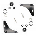 Black hood pin mounting kit brackets with hardware, pins, and looped cables