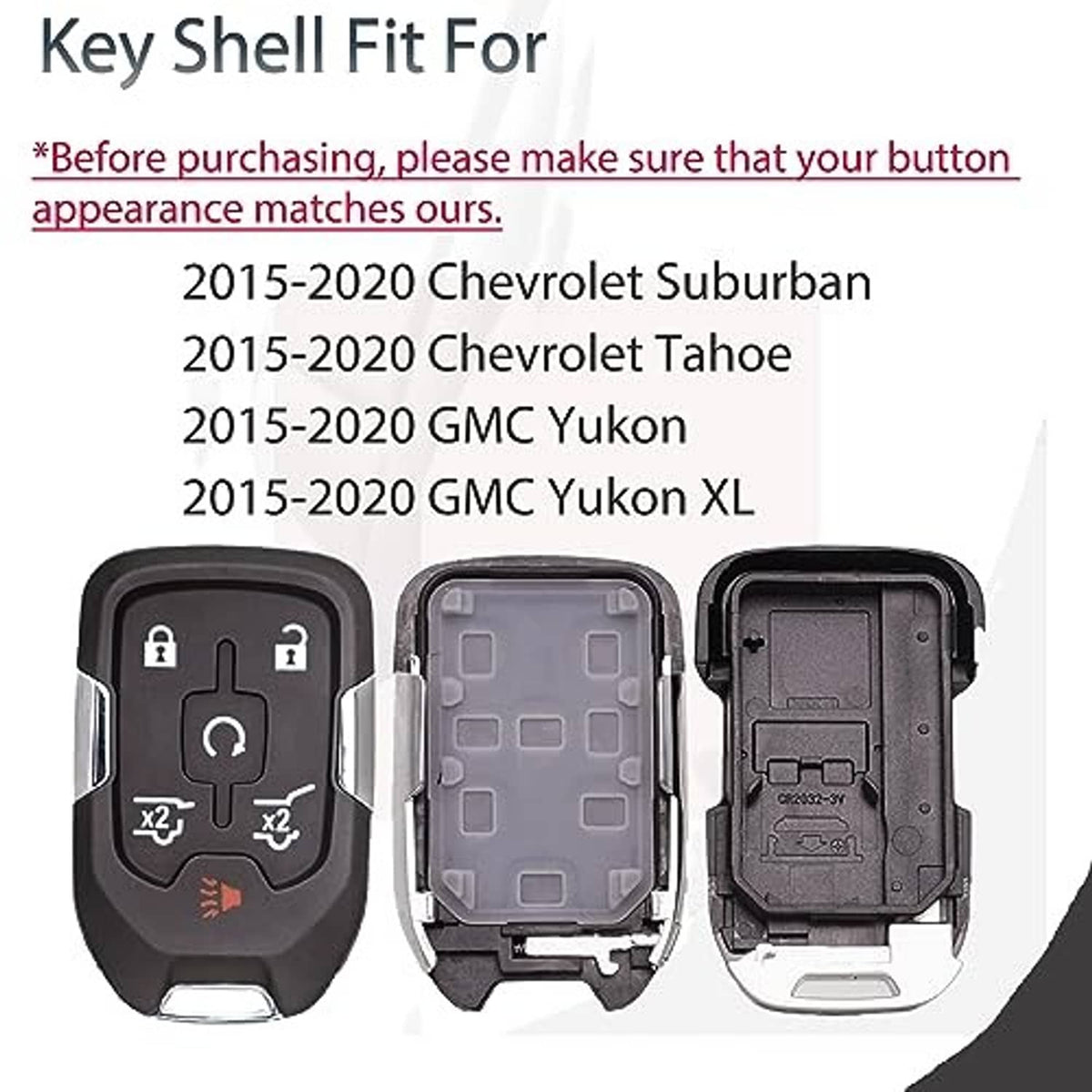 Black key fob shell case shown with matching front and rear replacement housings