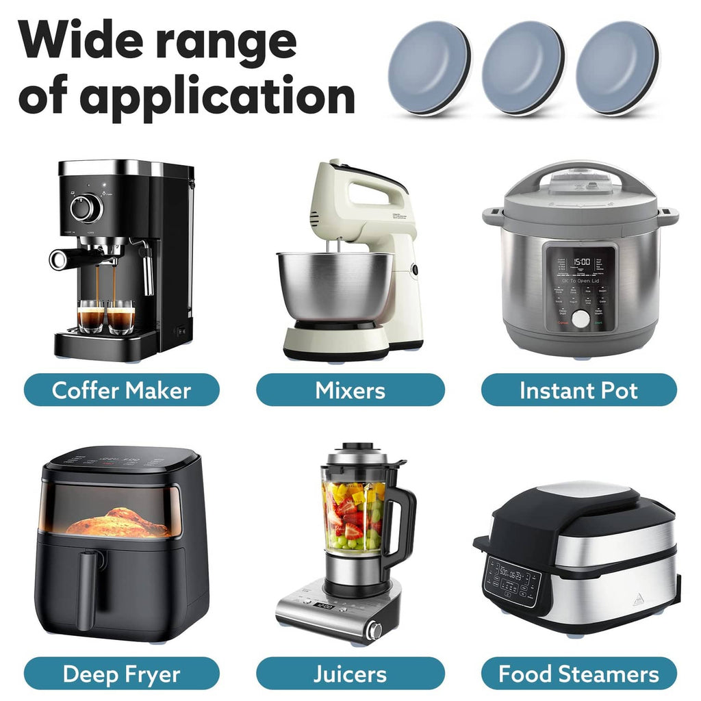 Round grey appliance sliders for multiple kitchen appliances, set of pads