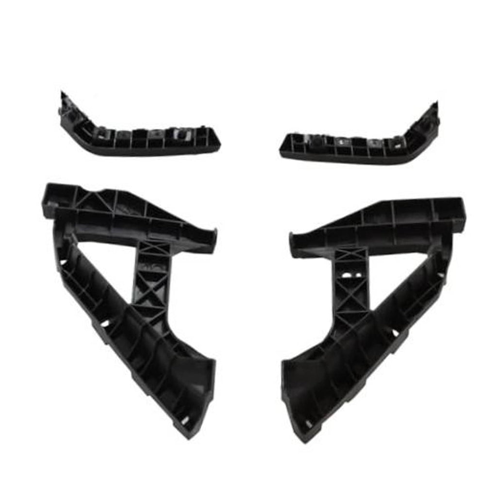 Black front headlight bracket retainer pieces, four curved parts shown separately