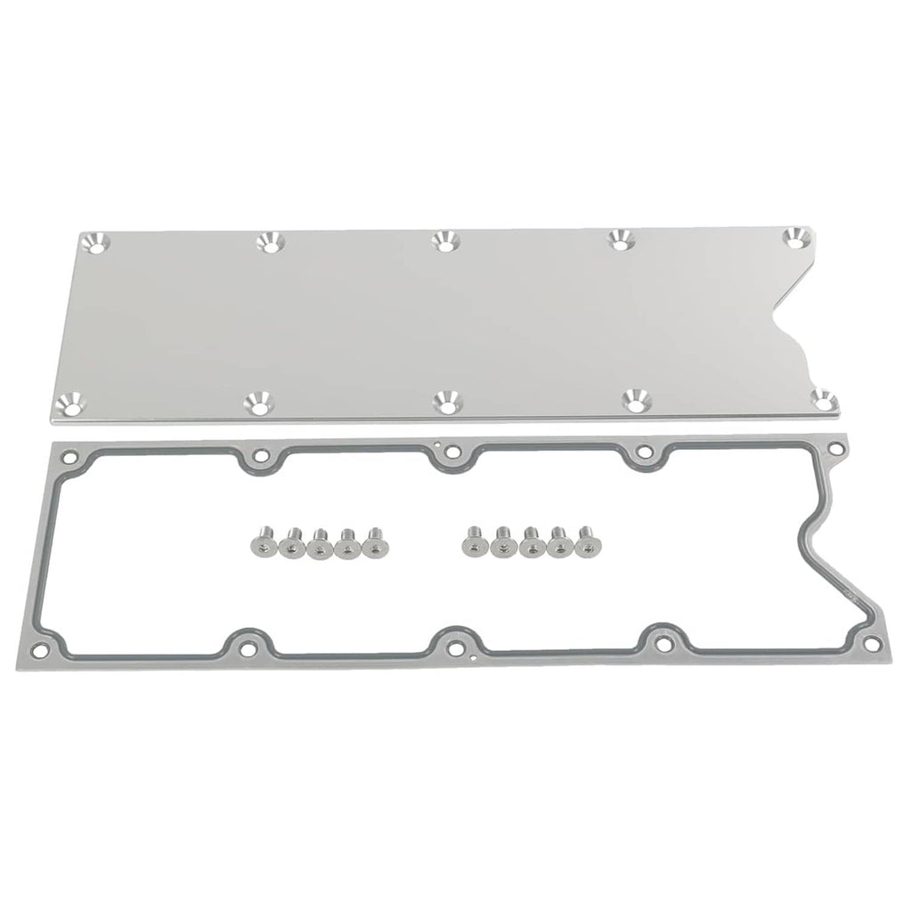 Aluminum gasket cover plate kit with sealing gasket and mounting bolts