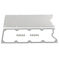 Aluminum gasket cover plate kit with sealing gasket and mounting bolts