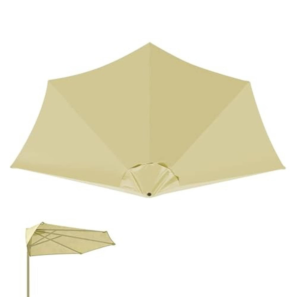 Light beige patio half umbrella canopy replacement, showing vented top