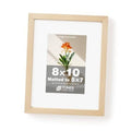 Natural wood veneer 8x10 picture frame with white mat (5x7 opening)